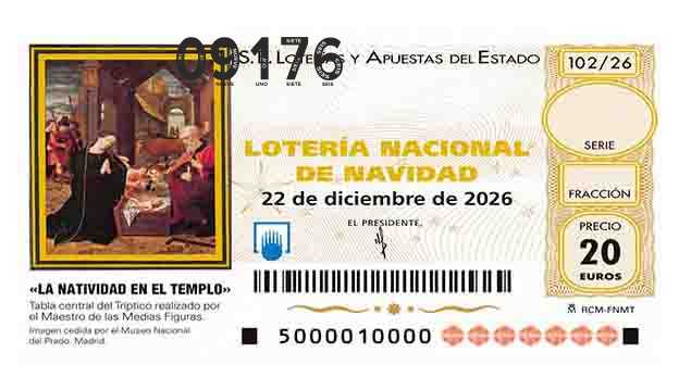 Décimo 09176 del sorteo 102-22/12/2026 Navidad