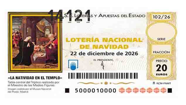 Décimo 14121 del sorteo 102-22/12/2026 Navidad