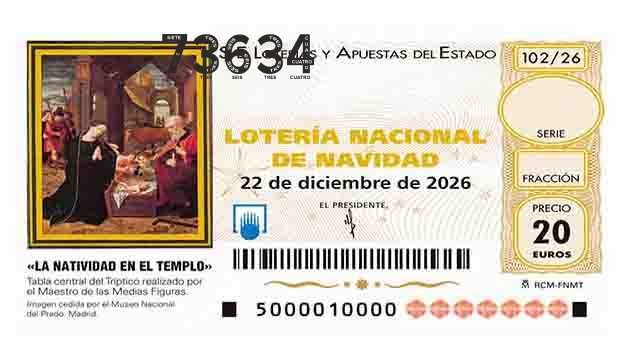 Décimo 73634 del sorteo 102-22/12/2026 Navidad