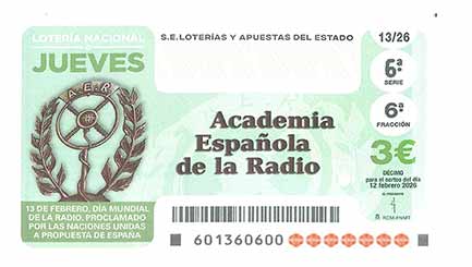 Décimo 72946 del sorteo 13-12/02/2026 Jueves