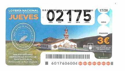 Décimo 02175 del sorteo 17-26/02/2026 Jueves