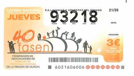 Décimo 93218 del sorteo 21-12/03/2026 Jueves