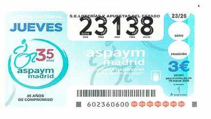 Décimo 23138 del sorteo 23-19/03/2026 Jueves