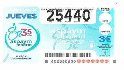 Décimo 25440 del sorteo 23-19/03/2026 Jueves