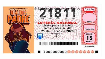 Décimo 21811 del sorteo 24-21/03/2026 Sábado