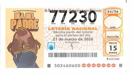 Décimo 77230 del sorteo 24-21/03/2026 Sábado