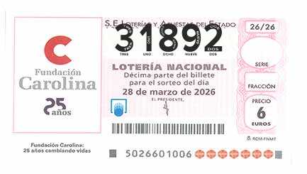 Décimo 31892 del sorteo 26-28/03/2026 Sábado