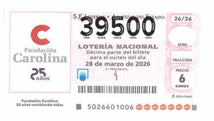 Décimo 39500 del sorteo 26-28/03/2026 Sábado