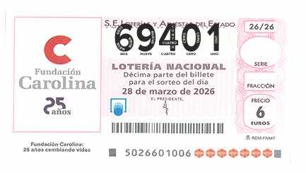 Décimo 69401 del sorteo 26-28/03/2026 Sábado