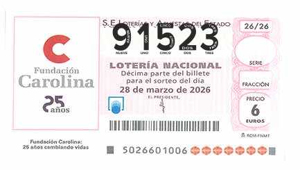 Décimo 91523 del sorteo 26-28/03/2026 Sábado