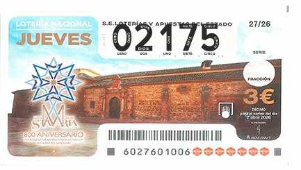 Décimo 02175 del sorteo 27-02/04/2026 Jueves