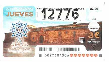 Décimo 12776 del sorteo 27-02/04/2026 Jueves