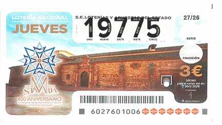 Décimo 19775 del sorteo 27-02/04/2026 Jueves