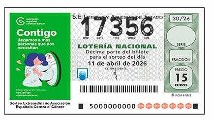 Décimo 17356 del sorteo 30-11/04/2026 Sábado