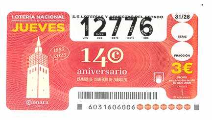 Décimo 12776 del sorteo 31-16/04/2026 Jueves