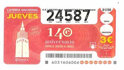 Décimo 24587 del sorteo 31-16/04/2026 Jueves