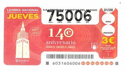 Décimo 75006 del sorteo 31-16/04/2026 Jueves