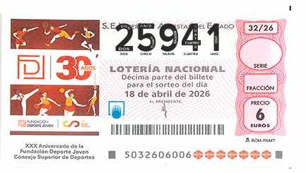 Décimo 25941 del sorteo 32-18/04/2026 Sábado