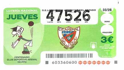 Décimo 47526 del sorteo 33-23/04/2026 Jueves