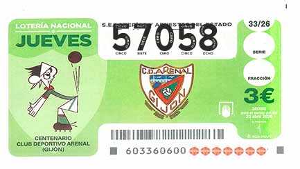 Décimo 57058 del sorteo 33-23/04/2026 Jueves