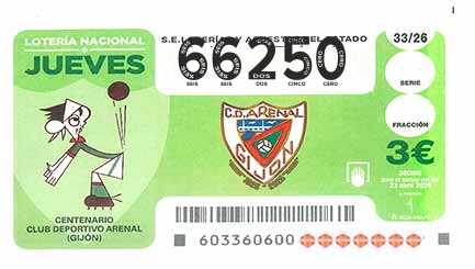 Décimo 66250 del sorteo 33-23/04/2026 Jueves