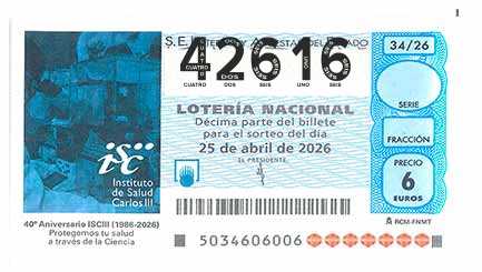 Décimo 42616 del sorteo 34-25/04/2026 Sábado