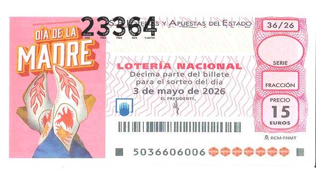 Décimo 23364 del sorteo 36-03/05/2026 Sábado
