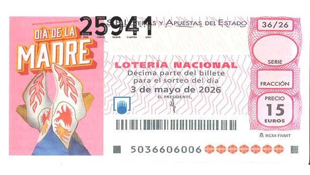 Décimo 25941 del sorteo 36-03/05/2026 Sábado