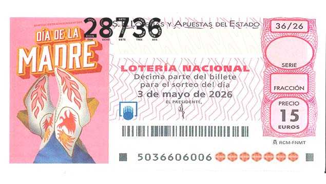 Décimo 28736 del sorteo 36-03/05/2026 Sábado