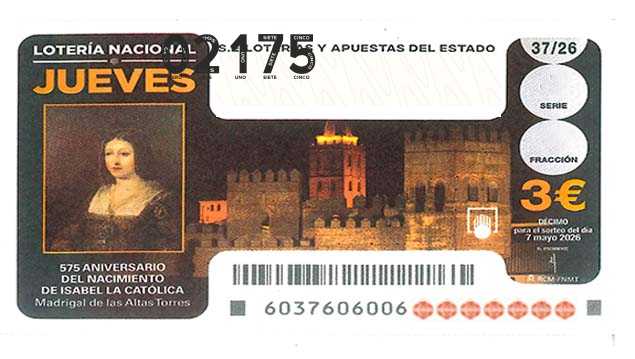 Décimo 02175 del sorteo 37-07/05/2026 Jueves