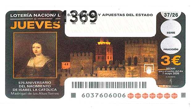 Décimo 21369 del sorteo 37-07/05/2026 Jueves