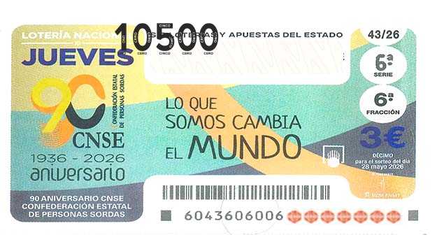 Décimo 10500 del sorteo 43-28/05/2026 Jueves