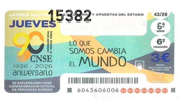 Décimo 15382 del sorteo 43-28/05/2026 Jueves