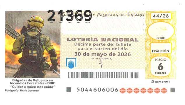 Décimo 21369 del sorteo 44-30/05/2026 Sábado