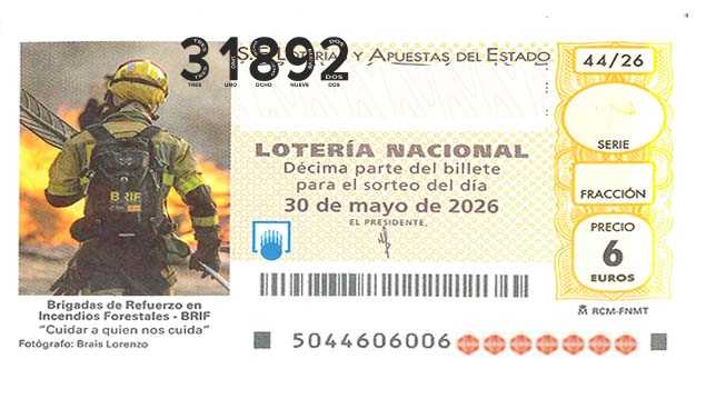 Décimo 31892 del sorteo 44-30/05/2026 Sábado