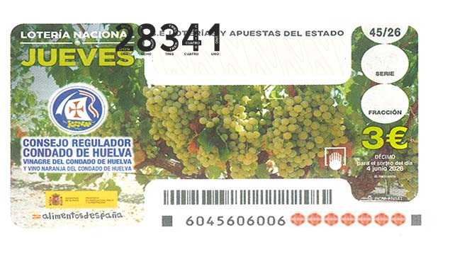 Décimo 28341 del sorteo 45-04/06/2026 Jueves