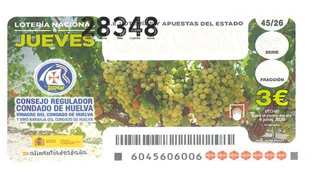 Décimo 28348 del sorteo 45-04/06/2026 Jueves