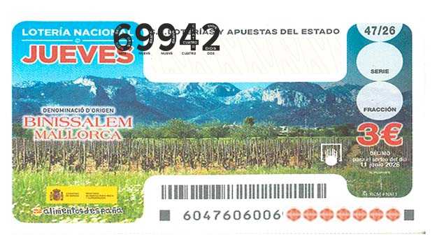 Décimo 69942 del sorteo 47-11/06/2026 Jueves