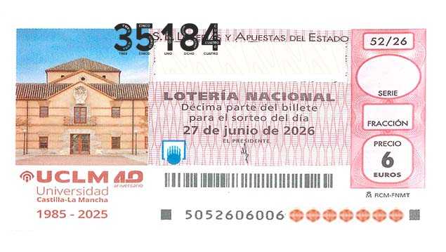 Décimo 35184 del sorteo 52-27/06/2026 Sábado