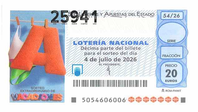 Décimo 25941 del sorteo 54-04/07/2026 Sábado