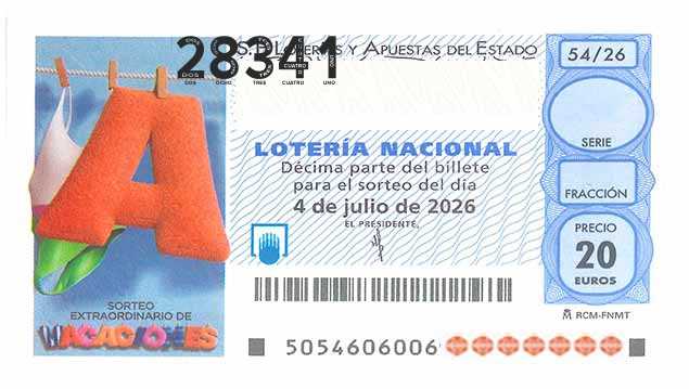 Décimo 28341 del sorteo 54-04/07/2026 Sábado