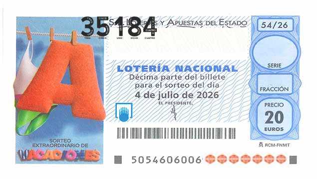 Décimo 35184 del sorteo 54-04/07/2026 Sábado