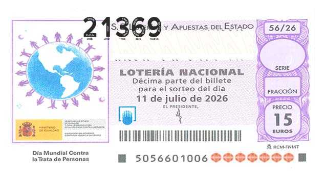 Décimo 21369 del sorteo 56-11/07/2026 Sábado