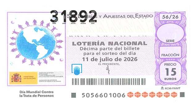 Décimo 31892 del sorteo 56-11/07/2026 Sábado