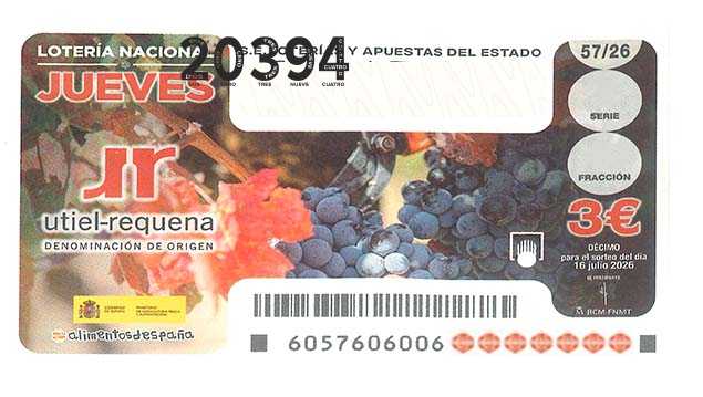 Décimo 20394 del sorteo 57-16/07/2026 Jueves