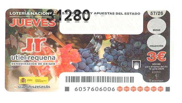 Décimo 31280 del sorteo 57-16/07/2026 Jueves