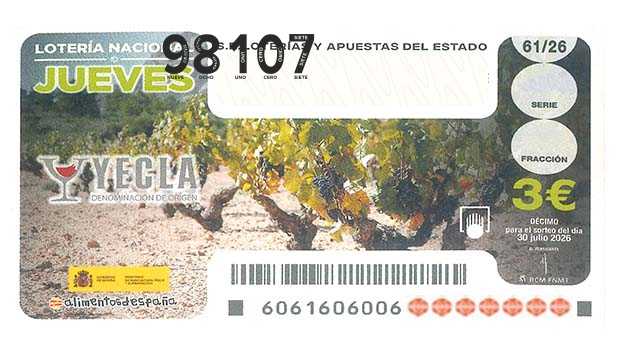 Décimo 98107 del sorteo 61-30/07/2026 Jueves