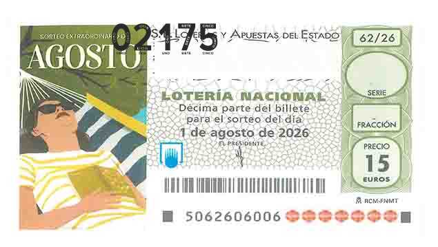 Décimo 02175 del sorteo 62-01/08/2026 Sábado