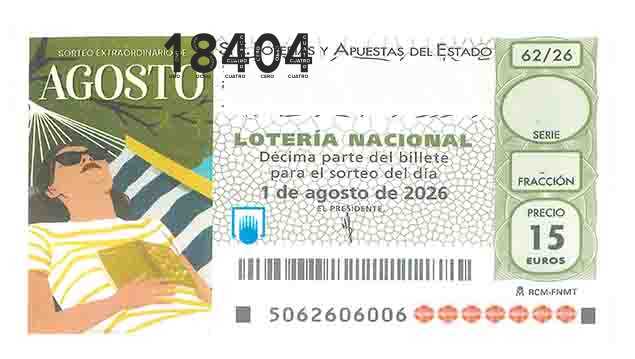 Décimo 18404 del sorteo 62-01/08/2026 Sábado