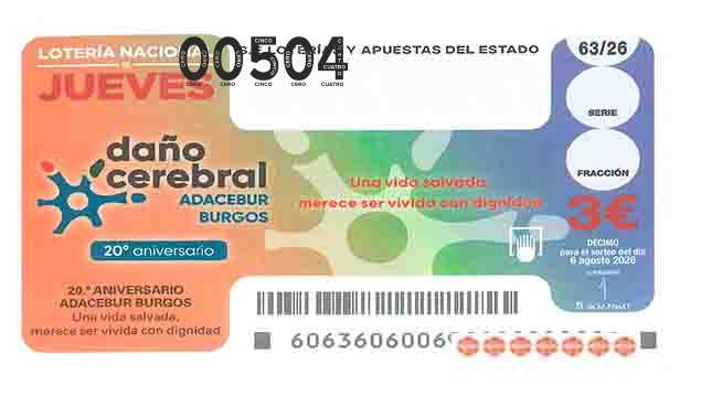 Décimo 00504 del sorteo 63-06/08/2026 Jueves
